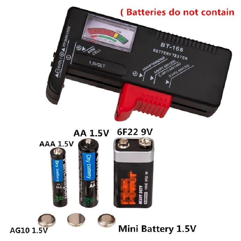 Battery Tester Universal Battery Checker Small Battery Testers for AAA AA C D 9V 1.5V Button Cell Model BT-168