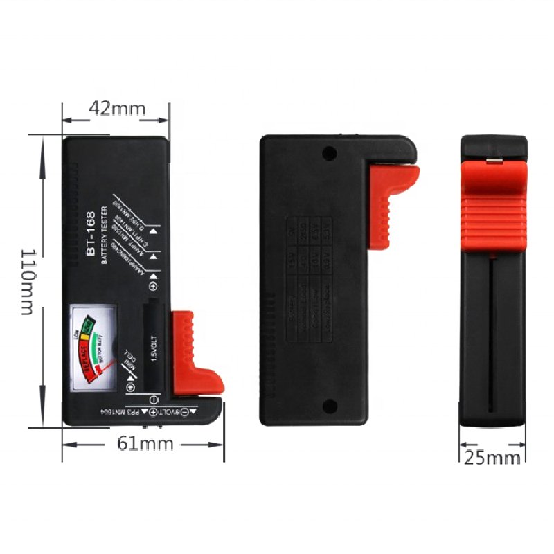 Battery Tester Universal Battery Checker Small Battery Testers for AAA AA C D 9V 1.5V Button Cell Model BT-168