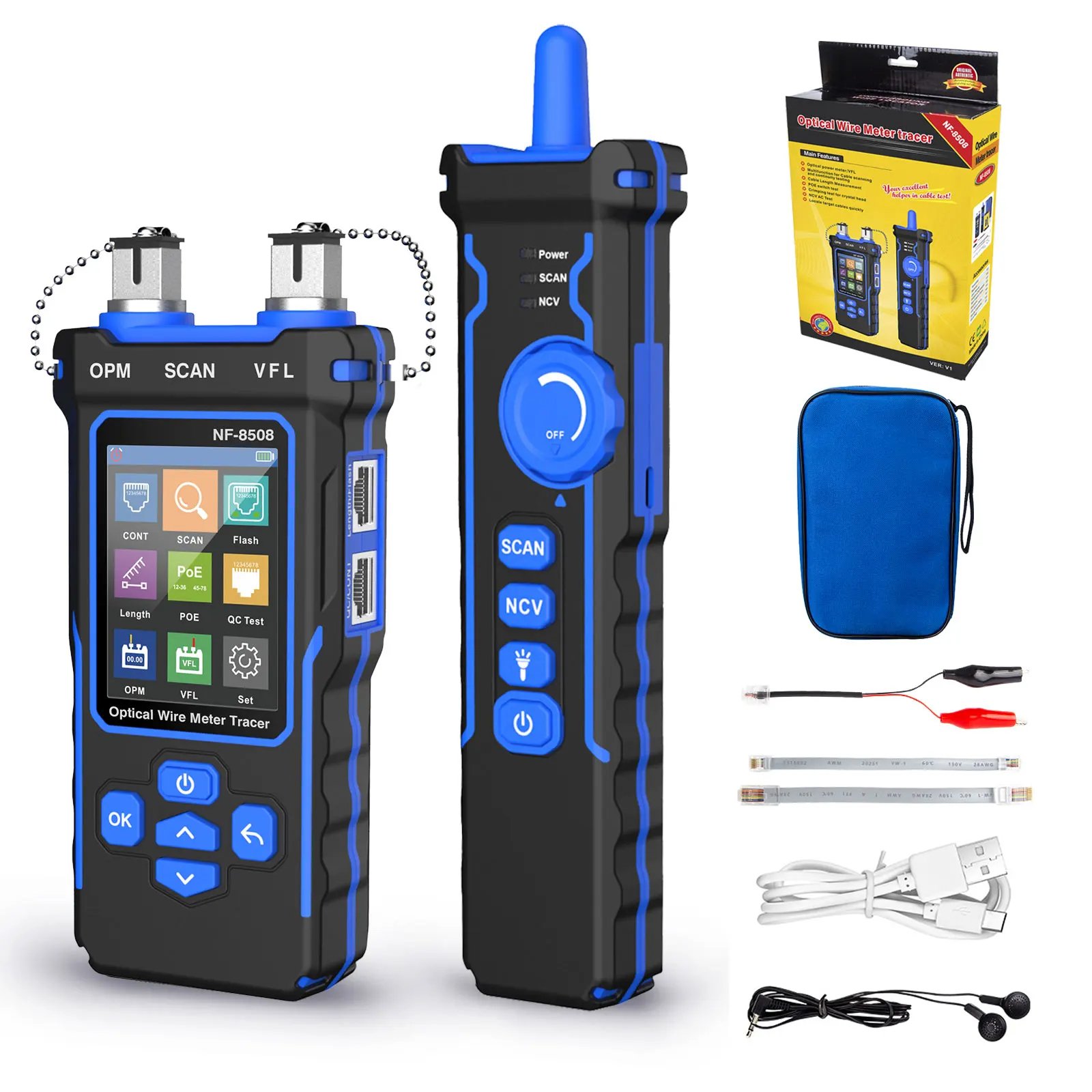 ZHEFFAN NF-8508 Optical Network Cable Tester NOYAFA NF-8508 Length Line Meter Fiber Red Light Power Meter Network Line Finder