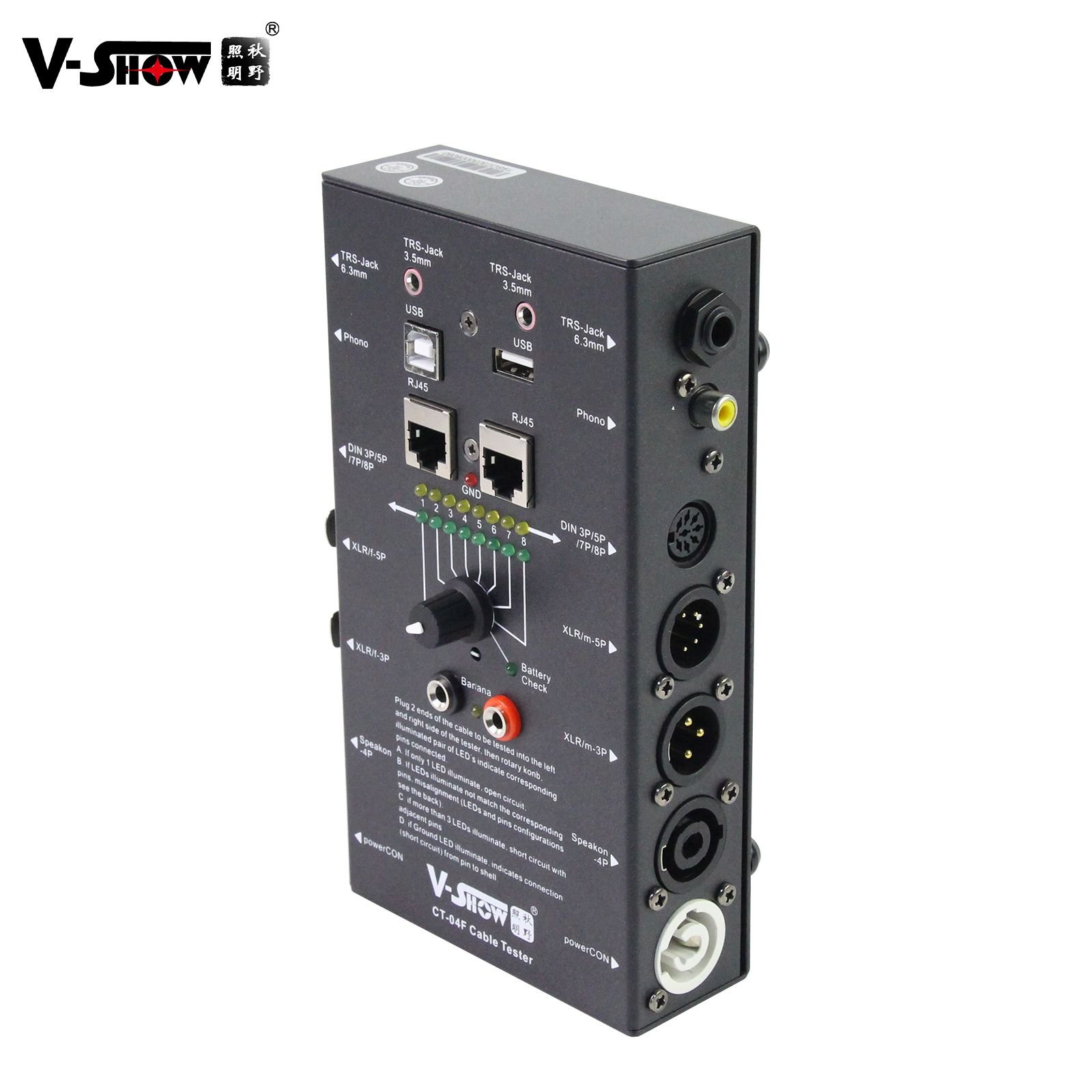 VSHOW CT04 Accuracy Pro USB(A-B) Rj45 Network Cable Tester With Multi Function Test Cables
