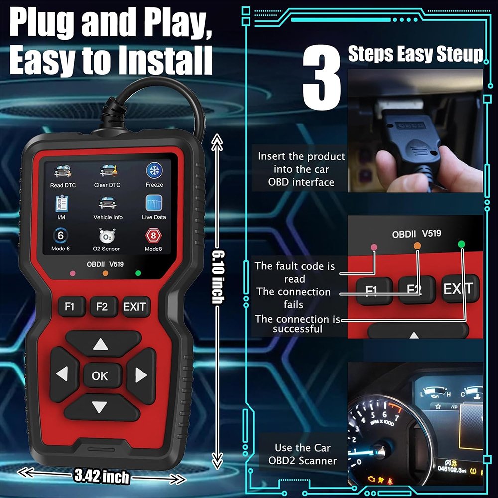 Hot Sale V519 handhold OBD 2 code reader Read Erase Codes Vehicle Troubleshooting Equipment Enhanced OBD-II Scanner For All Cars
