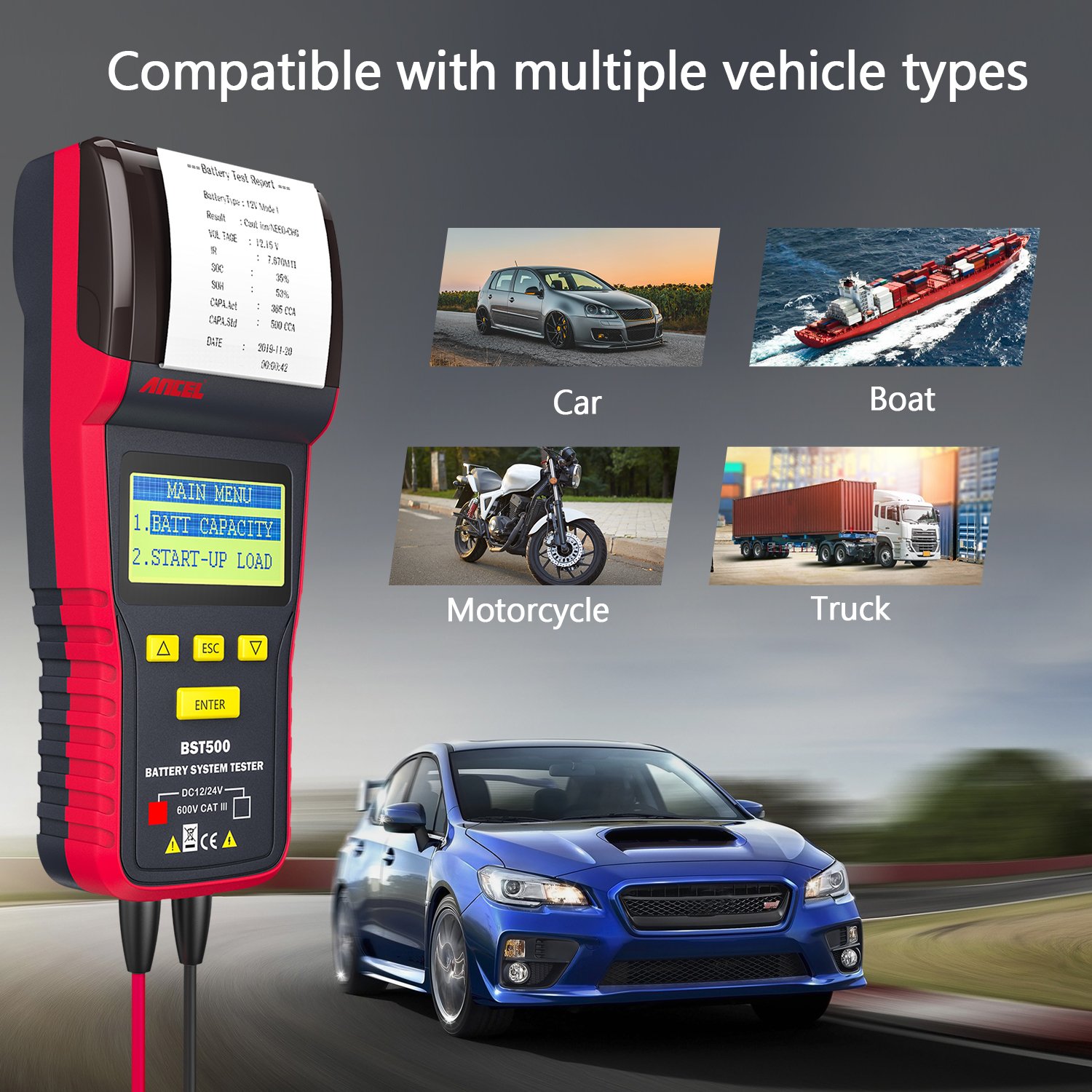 Ancel BST500 12V 24V Automotive Battery Analyzer Professional Car Battery Tester Built-in Printer Universal Car Battery Tester