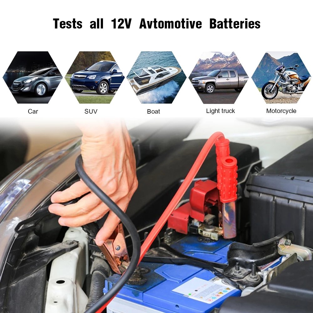 12V/24V 100-1700 CCA Automotive Battery Load Tester Car Cranking Charging System Analyzer Scan Tool with Printer for Truck Motor