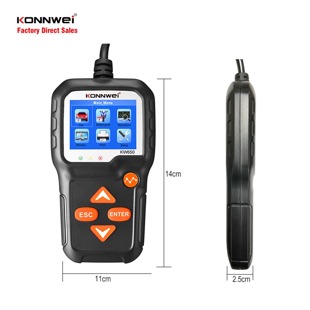 KONNWEI Factory KW650 6V 12V Lead Acid battery life load analyzer CCA Internal Resistance Monitor Car Motorcycle Battery Tester