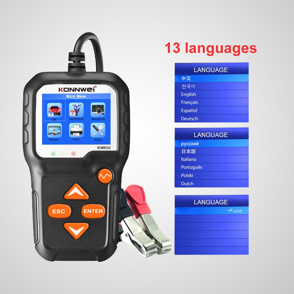 KONNWEI Factory KW650 6V 12V Lead Acid battery life load analyzer CCA Internal Resistance Monitor Car Motorcycle Battery Tester