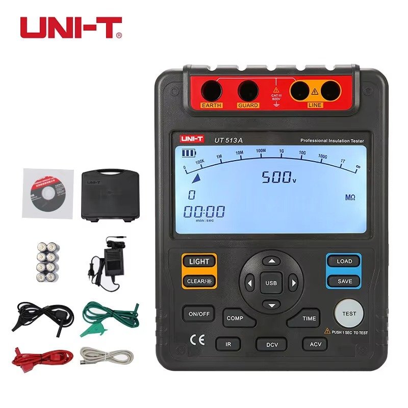 UNI-T Digital Insulation Resistance Tester UT513A AC DC Voltmeter 5000V Automatic Range Digital megohmmeter