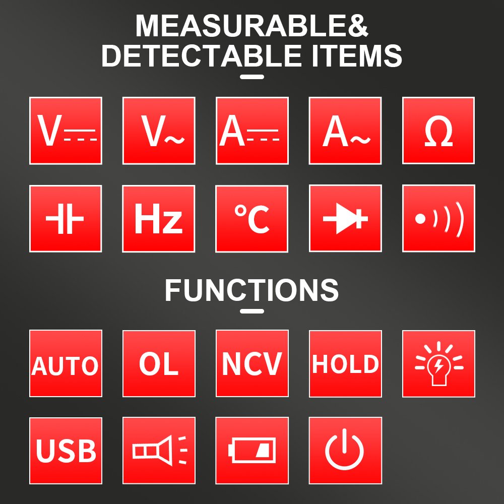 5999 Digits Auto-ranging Rechargeable Smart Digital Multimeter Multi Tester with 4.8" Full Colorful LCD Screen Displaying