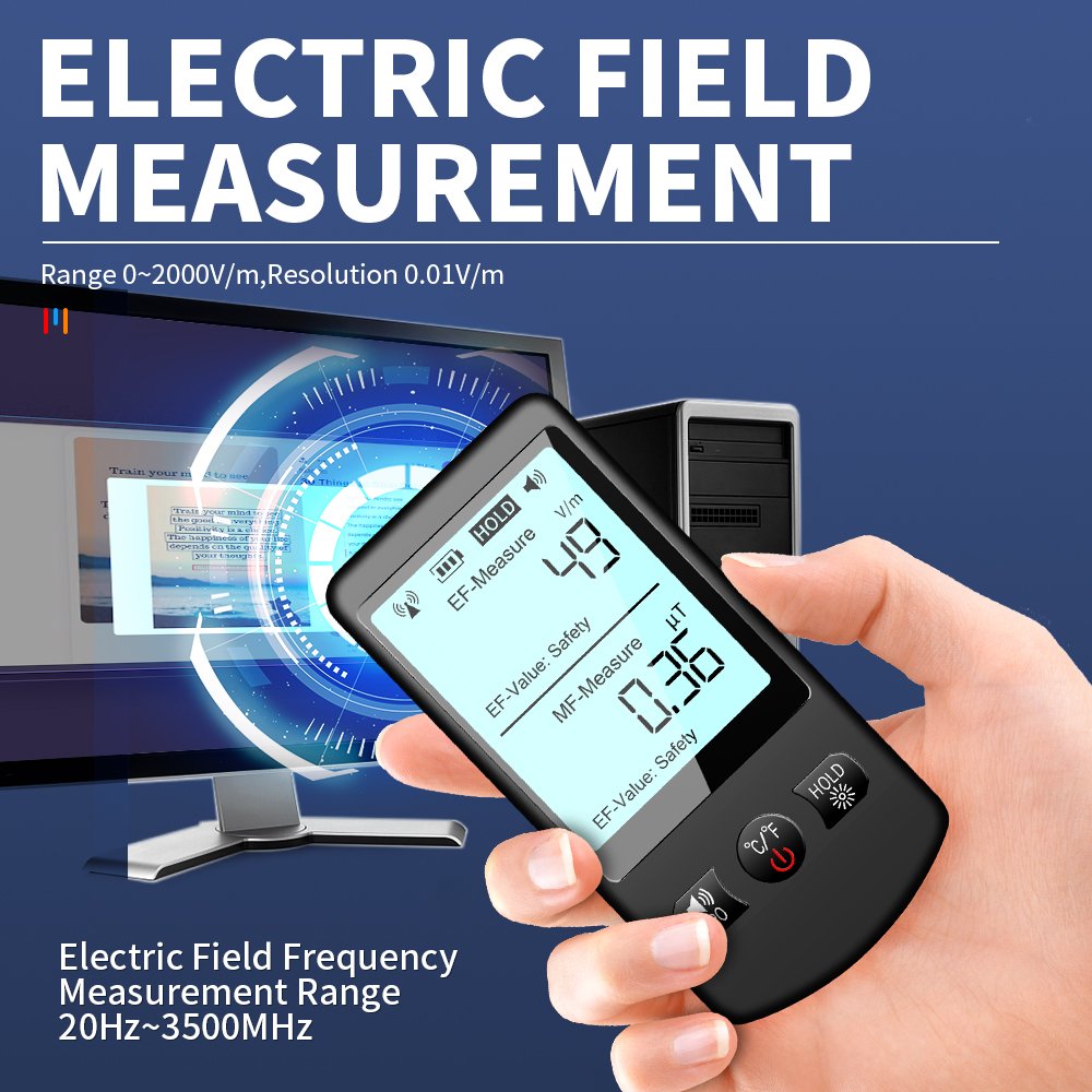 Measurement Range 0~2000V/m 0~100μT Digital EMF Meter Electric Field Meter Magnetic Field Meter Electromagnetic Radiation Tester