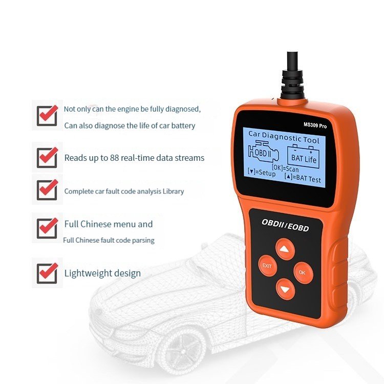 Portable battery tester and OBD2 scanner for car maintenance