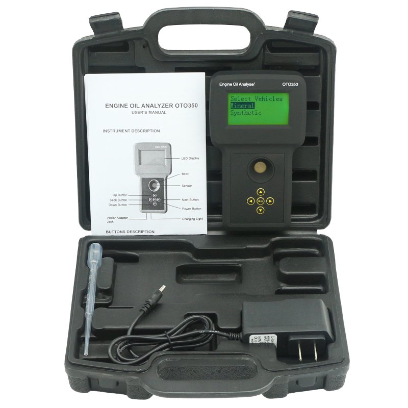 Engine Oil Tester OTO350 Oil Quality Detector ABS Engine Oil Analyzer LED Display Rechargeable for Diesel Gasoline Engine