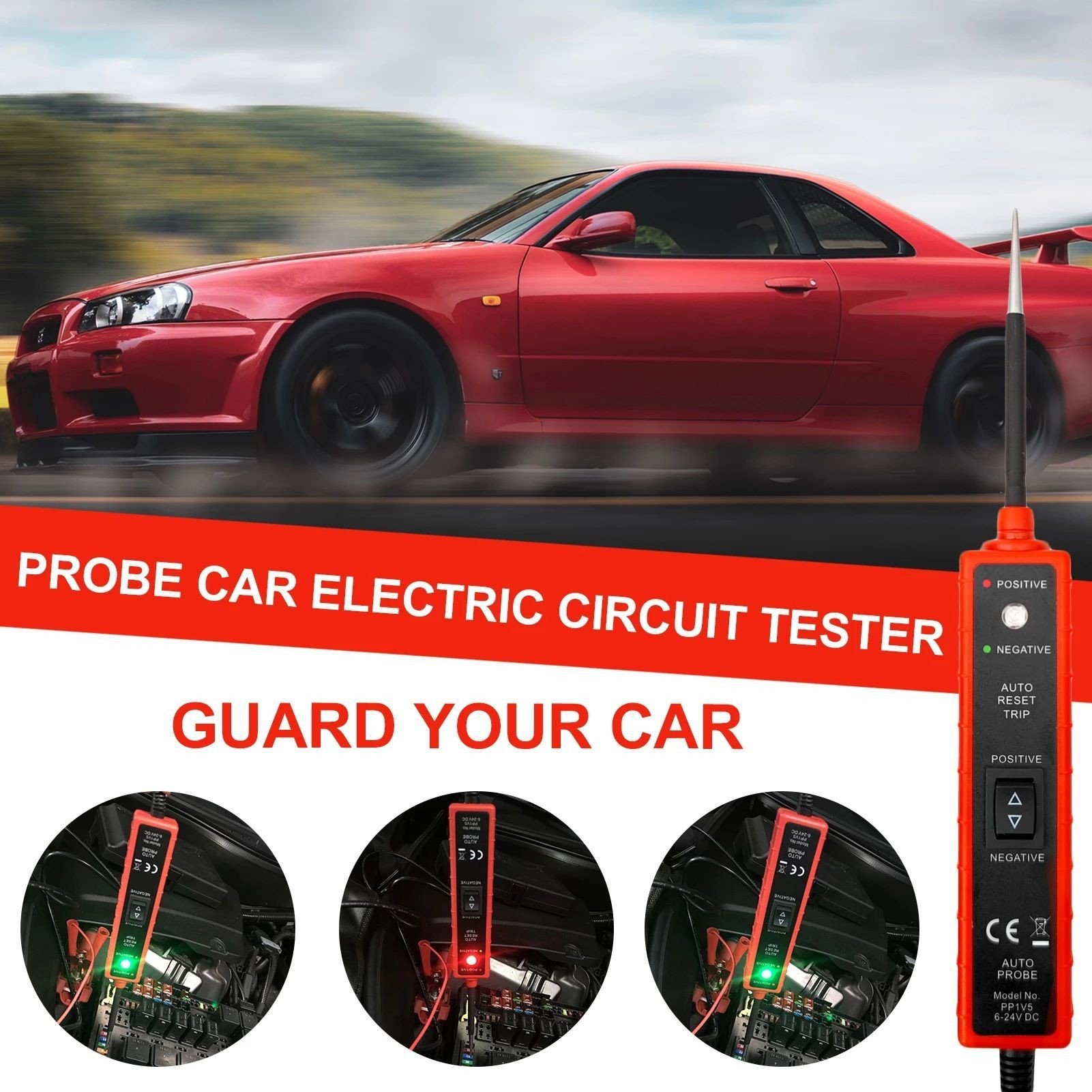 EM285 Probe Car Electric Circuit Tester Car Tester Electrical System Diagnostic Cable Table 6-24V