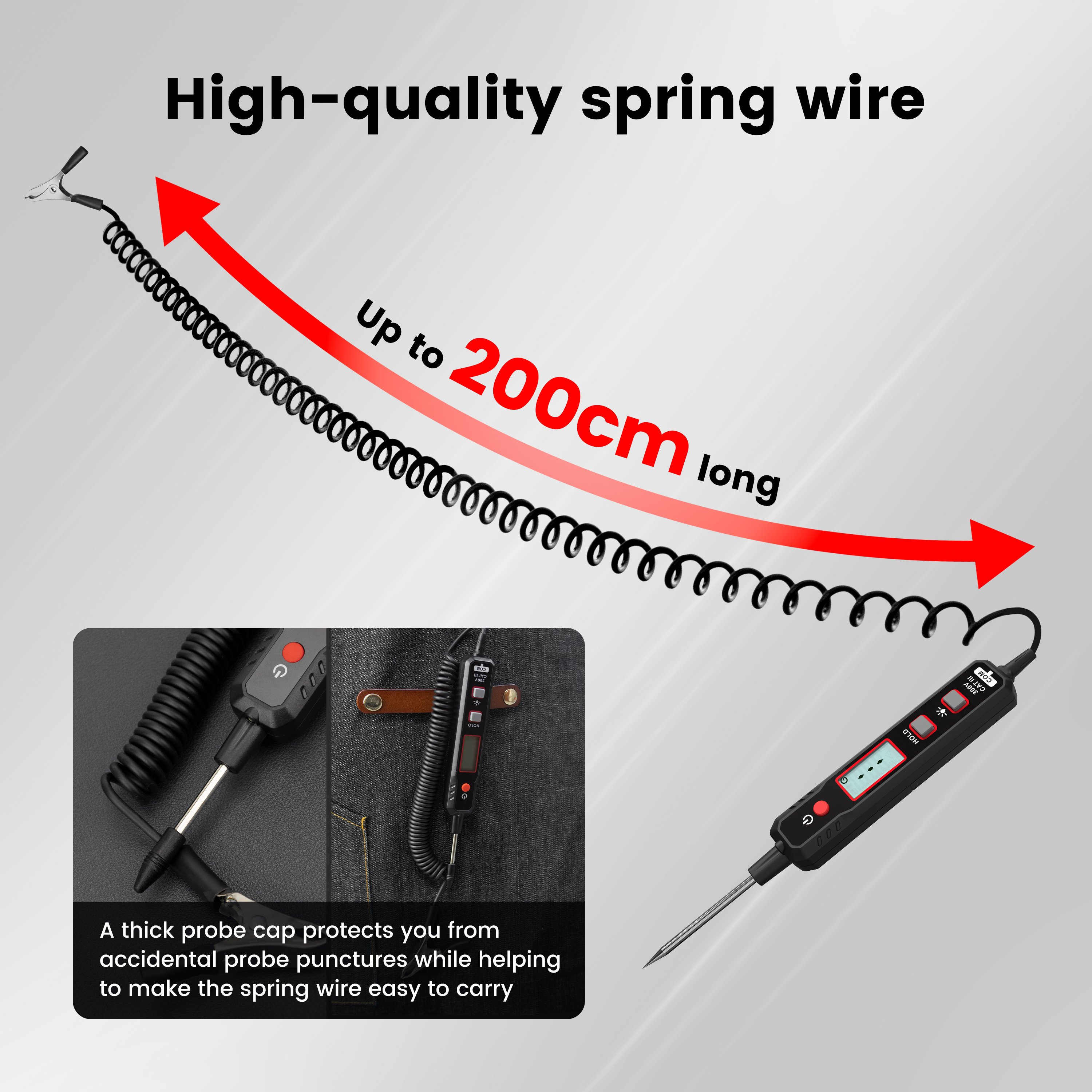 KAIWEETS Automobile Digital Display Voltage Test Pen LED Light Car Digital Circuit Tester Non-Contact Electric Voltage Test Pen