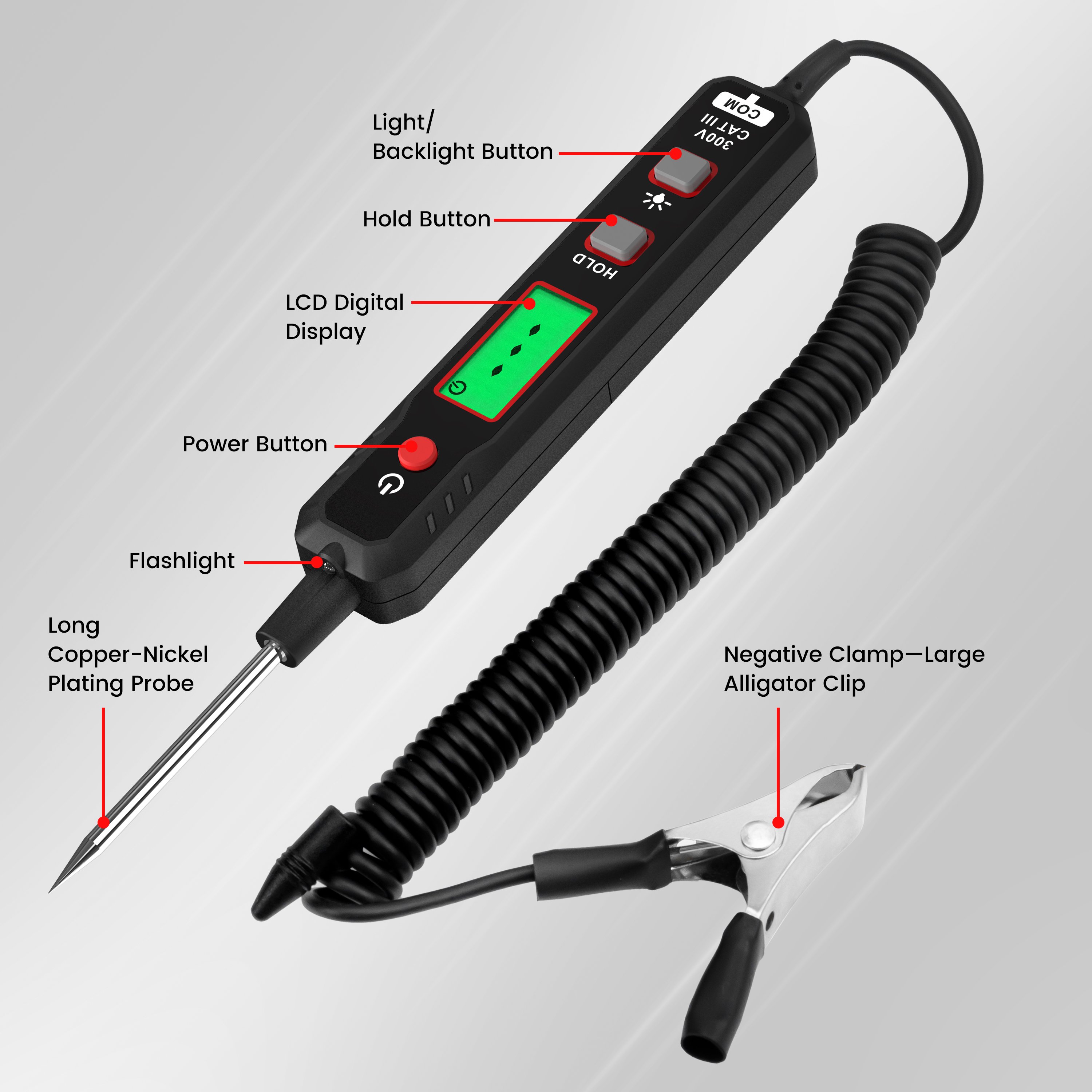 KAIWEETS Automobile Digital Display Voltage Test Pen LED Light Car Digital Circuit Tester Non-Contact Electric Voltage Test Pen
