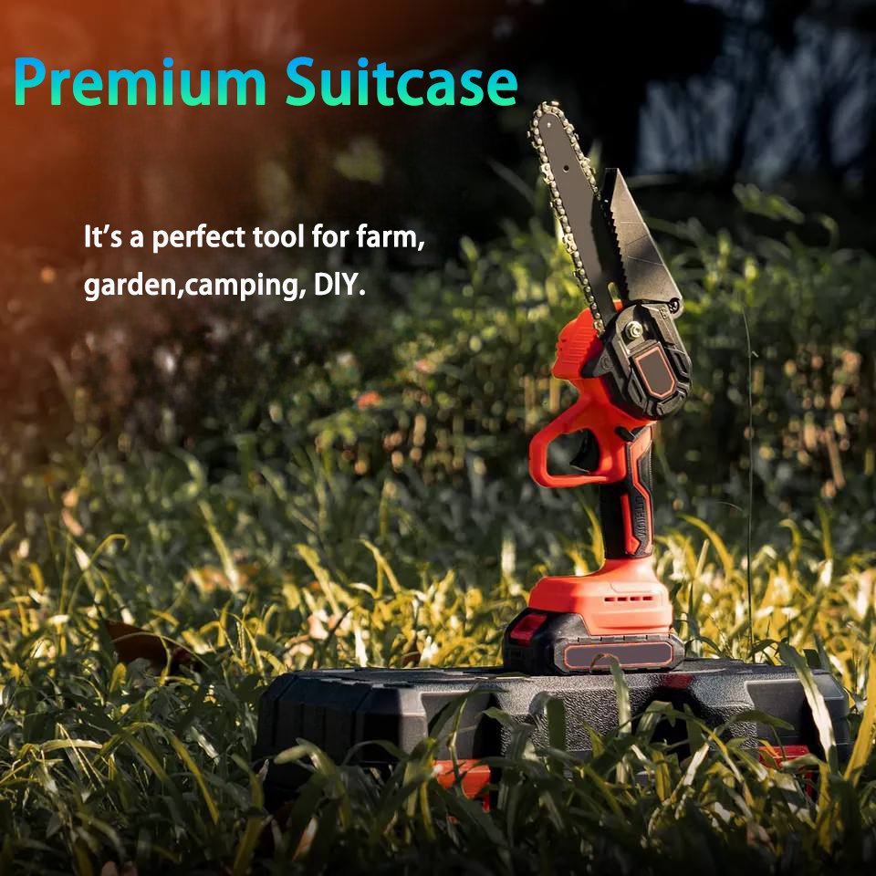 6inch 21V Portable Handheld Electric Tree Wood Cutting Cordless Chain Saw Machine Mini Lithium Electric Chainsaw Battery