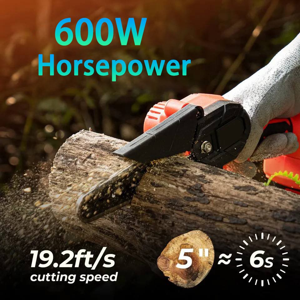 6inch 21V Portable Handheld Electric Tree Wood Cutting Cordless Chain Saw Machine Mini Lithium Electric Chainsaw Battery