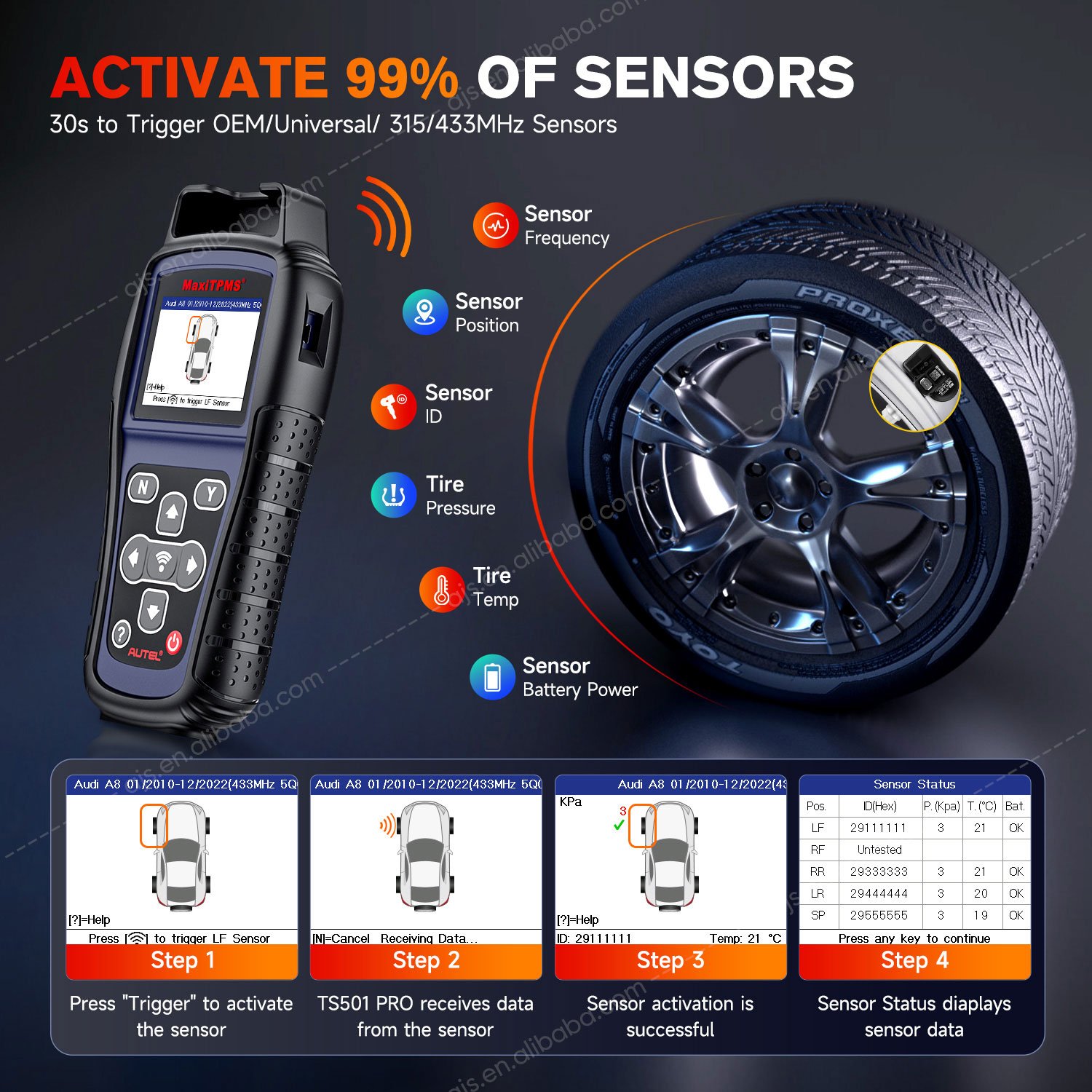 Autel MaxiTPMS TS501 PRO Car TPMS Programming Tool Vehicle MX Sensor Tire Pressure Monitoring System OBD2 Scanner Diagnostic