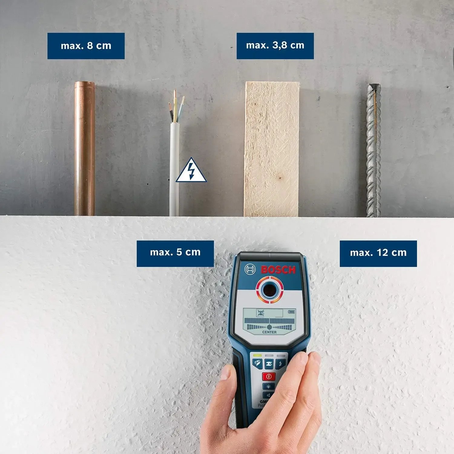 GMS 120 Wall Detector Stud Finder Multifunction LCD Display Scanner for Live Wires Cable PVC Metal Wood Finding