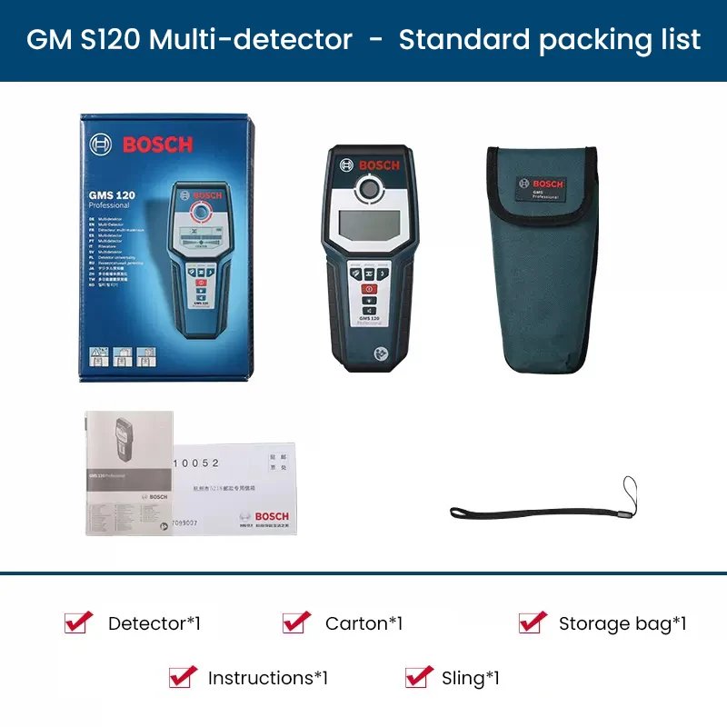 GMS 120 Wall Detector Stud Finder Multifunction LCD Display Scanner for Live Wires Cable PVC Metal Wood Finding