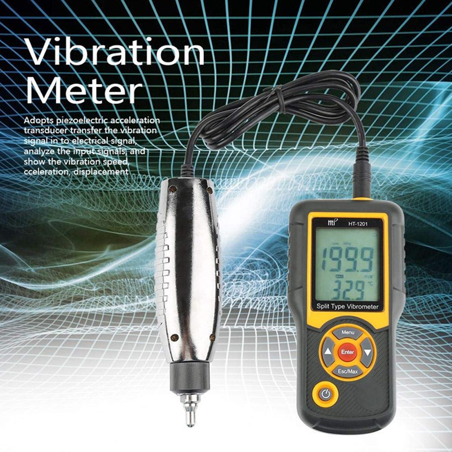 HT-1201 Digital Vibration Meter Vibrometer Acceleration Sensor Gauge Analyzer Tester