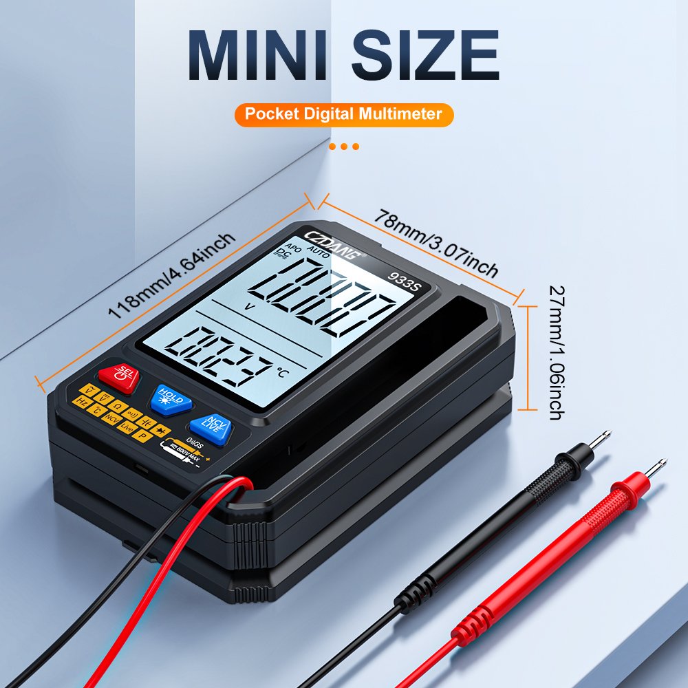 Measureable DC/AC Voltage Resistance Capacitance Diodes Continuity Pocket Digital Multimeter Multi Tester with Speaker