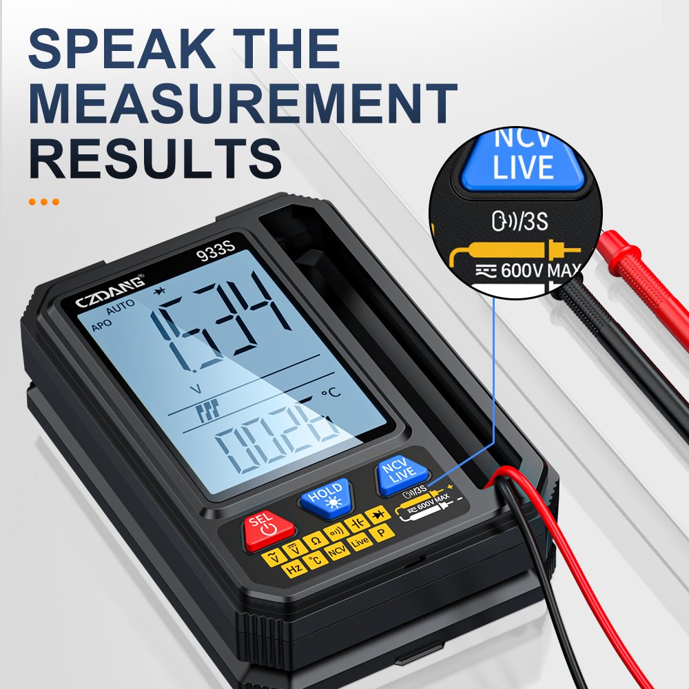 Measureable DC/AC Voltage Resistance Capacitance Diodes Continuity Pocket Digital Multimeter Multi Tester with Speaker