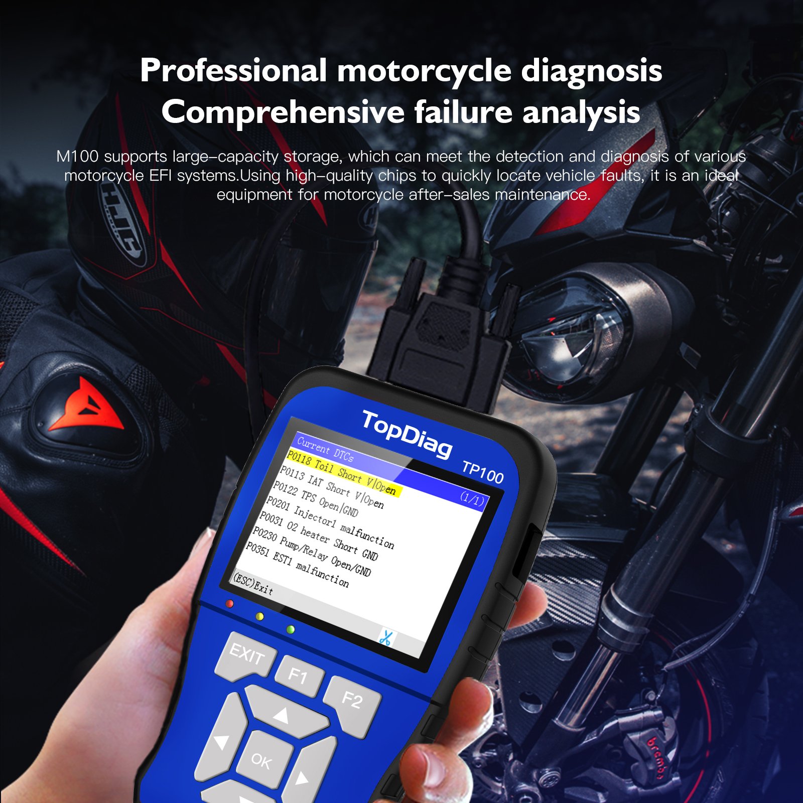 Original Wholesale M100 Full Version Motorcycle Scanner Diagnostic Tool Professional Detection Reader Autocycle