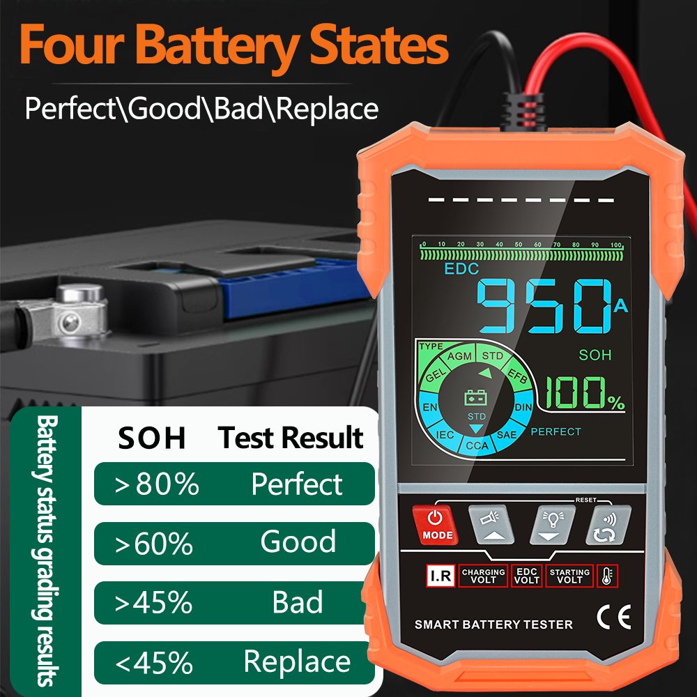 12V 24V battery capacity tester i-pook PK59B battery load tester 3.2inch color screen