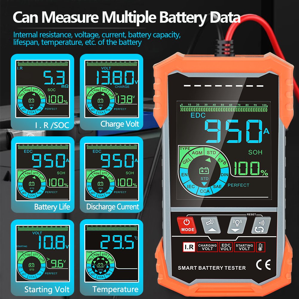 12V 24V battery capacity tester i-pook PK59B battery load tester 3.2inch color screen