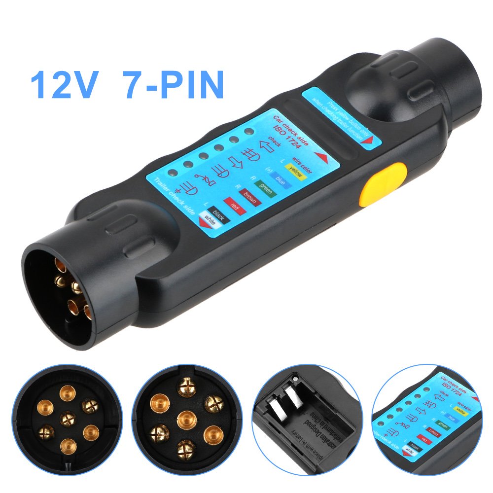 7 Pin 12V Trailer Circuit Connection Test Plug Socket Diagnostic Tool Car Towing Light Tester Towing Tow Bar Light Wiring Tester
