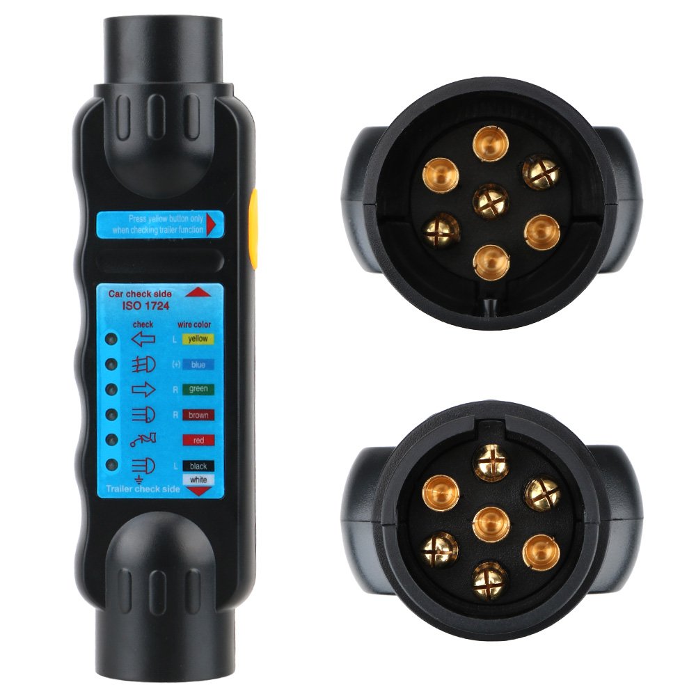 7 Pin 12V Trailer Circuit Connection Test Plug Socket Diagnostic Tool Car Towing Light Tester Towing Tow Bar Light Wiring Tester
