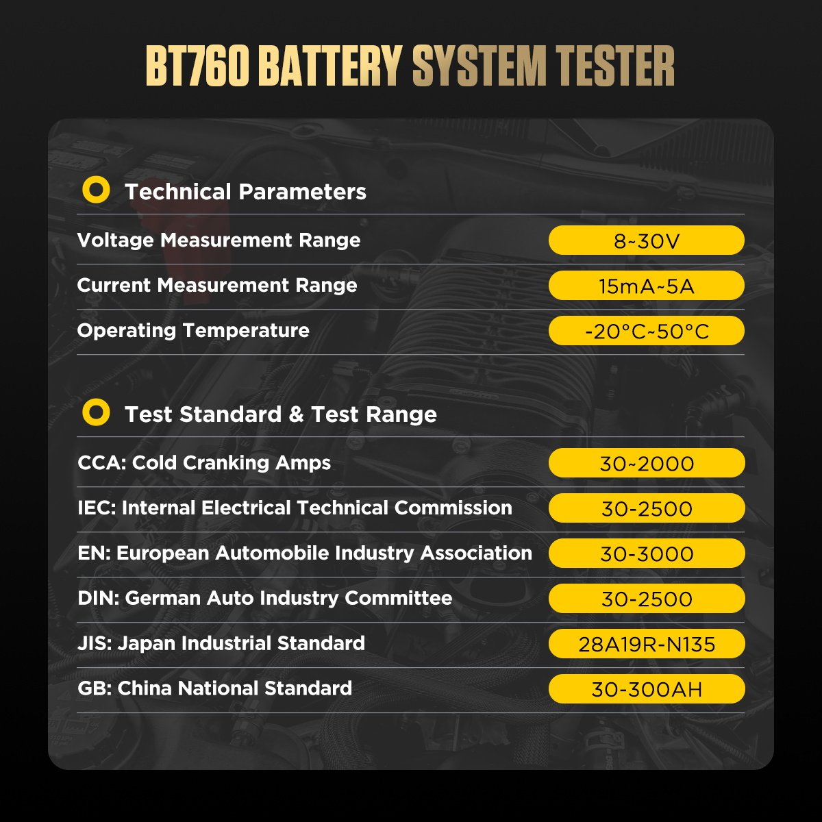 AUTOOL BT760 Hot Sale Color Screen Car AGM GEL Battery Tester with Printer 6- 32V Load Battery Analyzer Tester