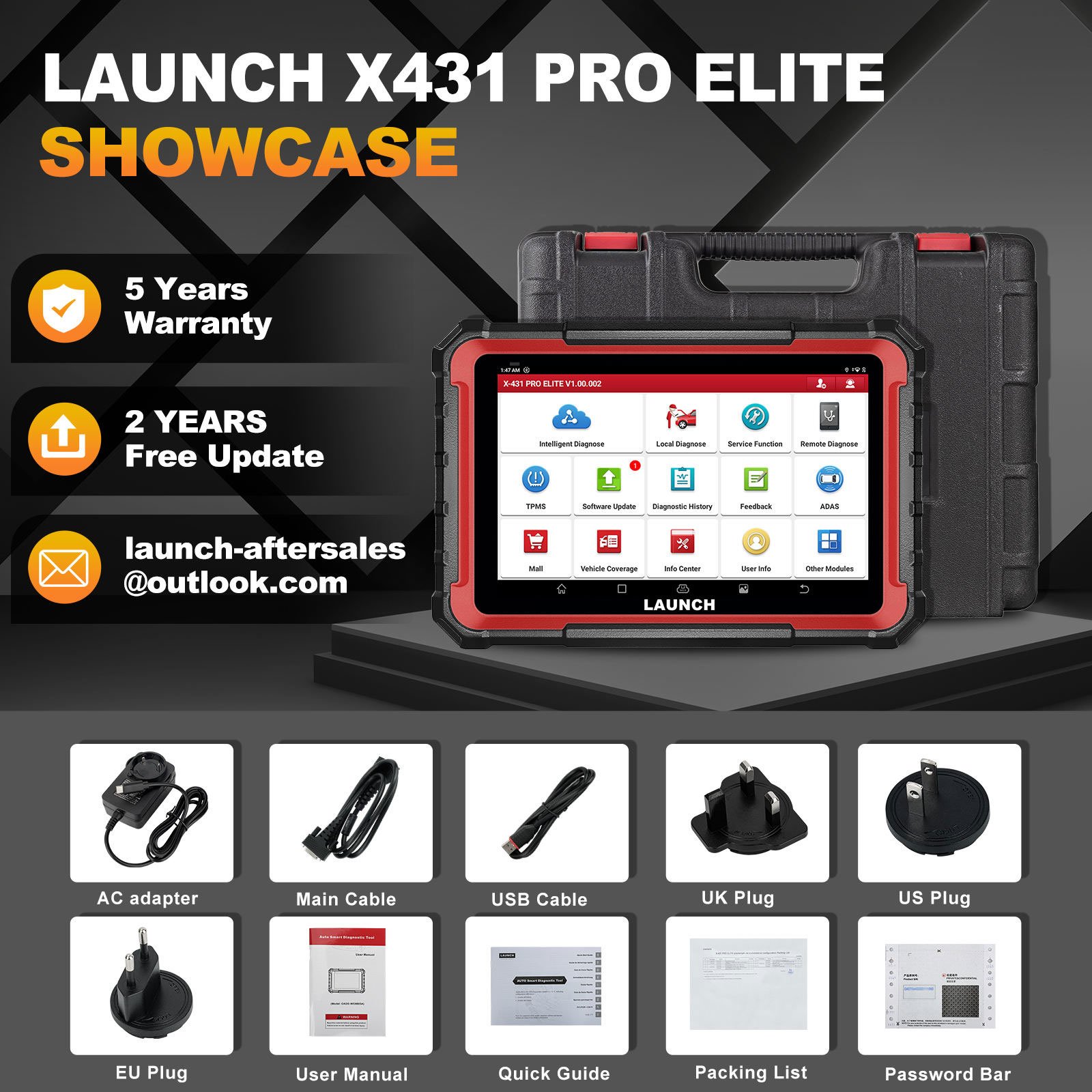 New Launch X431 Pro Elite BI-Directional Launch scanner 32+service functions ecu programming tools