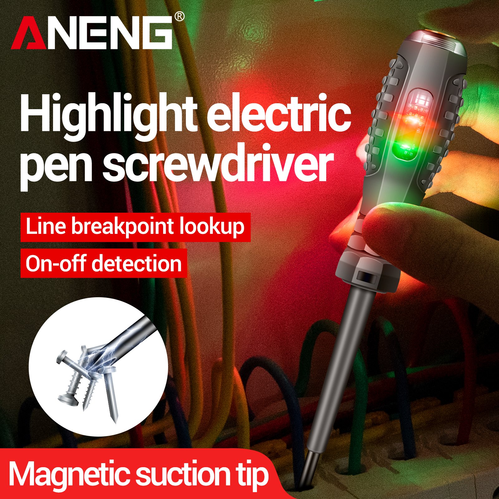 ANENG Multi-functional B05 2Pcs Word/Cross Screwdriver Electric Pen Tester Screwdriver with Indicator Electrician Tools