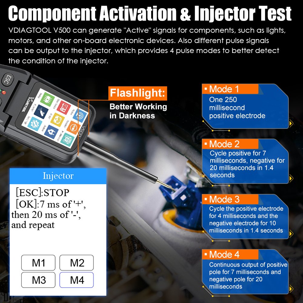 VDIAGTOOL V500 Car Circuit Tester 0.1~100V Multimeter/Injector Test Electrical System Diagnostic Tools Battery Circuit Probe Kit