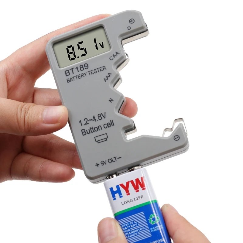 2024 BT189 Digital Battery Tester LCD Display AA/AAA/9V/1.5V Button Cell Battery Capacity Check Detector Diagnostic Tool