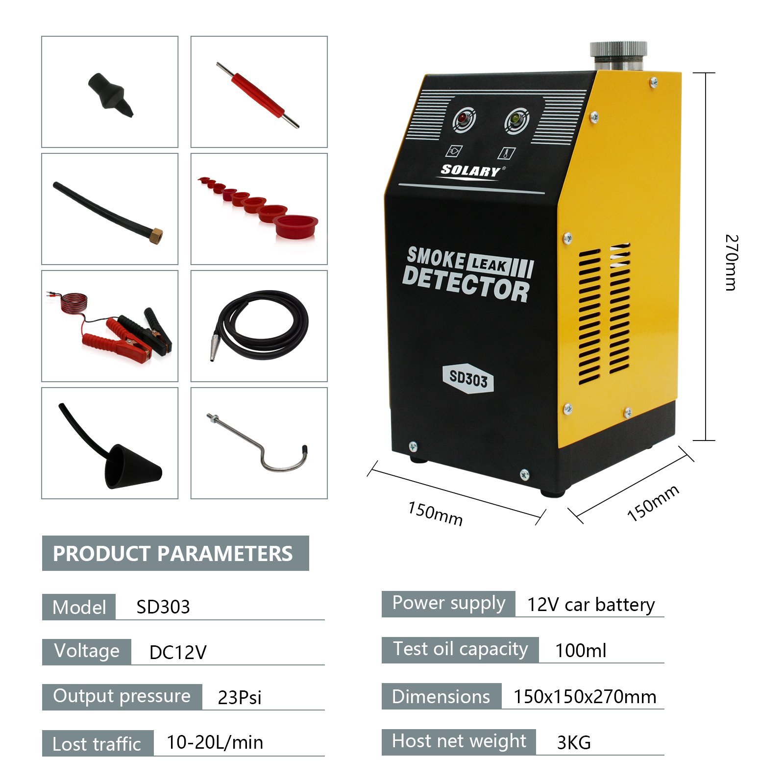 SD303 Car Smoke Leak Detector EVAP Diagnostic Tool Vacuum Tester Pipe Leakage Analyzer Auto car smoke leak detector tester