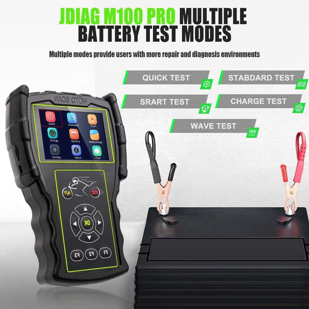 New Product Jdiag M100 Pro Moto Scanner Motorcycle Diagnostic Tool+12V Battery Testing Machine Wholesale