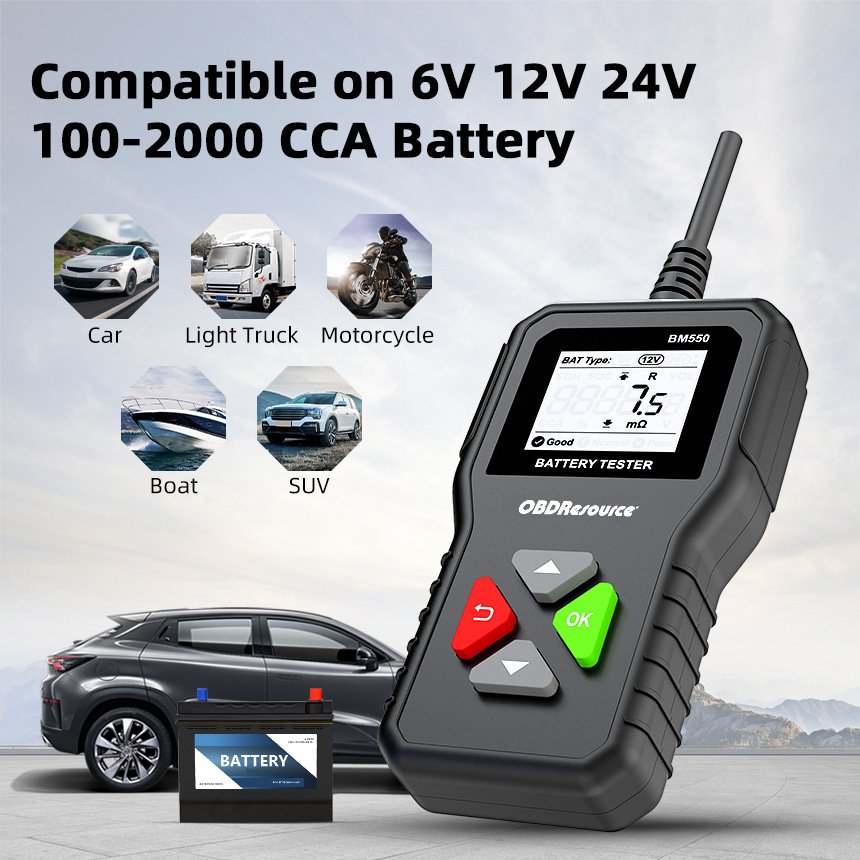 6V 12V 24V Car Battery Tester 100-2000 CCA 2Ah-220Ah System Detect Auto Analyzer Car Battery Tool PK KW208