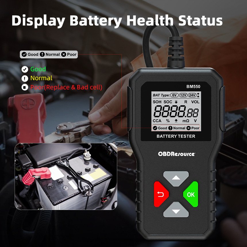 6V 12V 24V Car Battery Tester 100-2000 CCA 2Ah-220Ah System Detect Auto Analyzer Car Battery Tool PK KW208