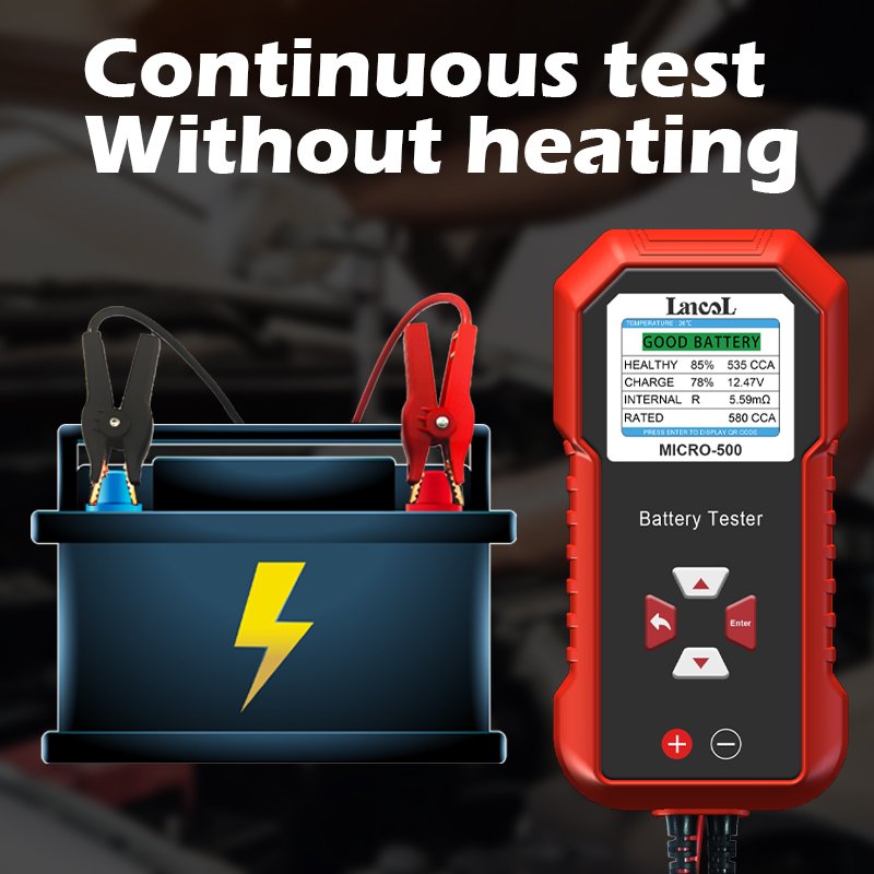 Lancol Newest 12V Car Battery Tester CCA 8 Languages MICRO-500 With LCD Display