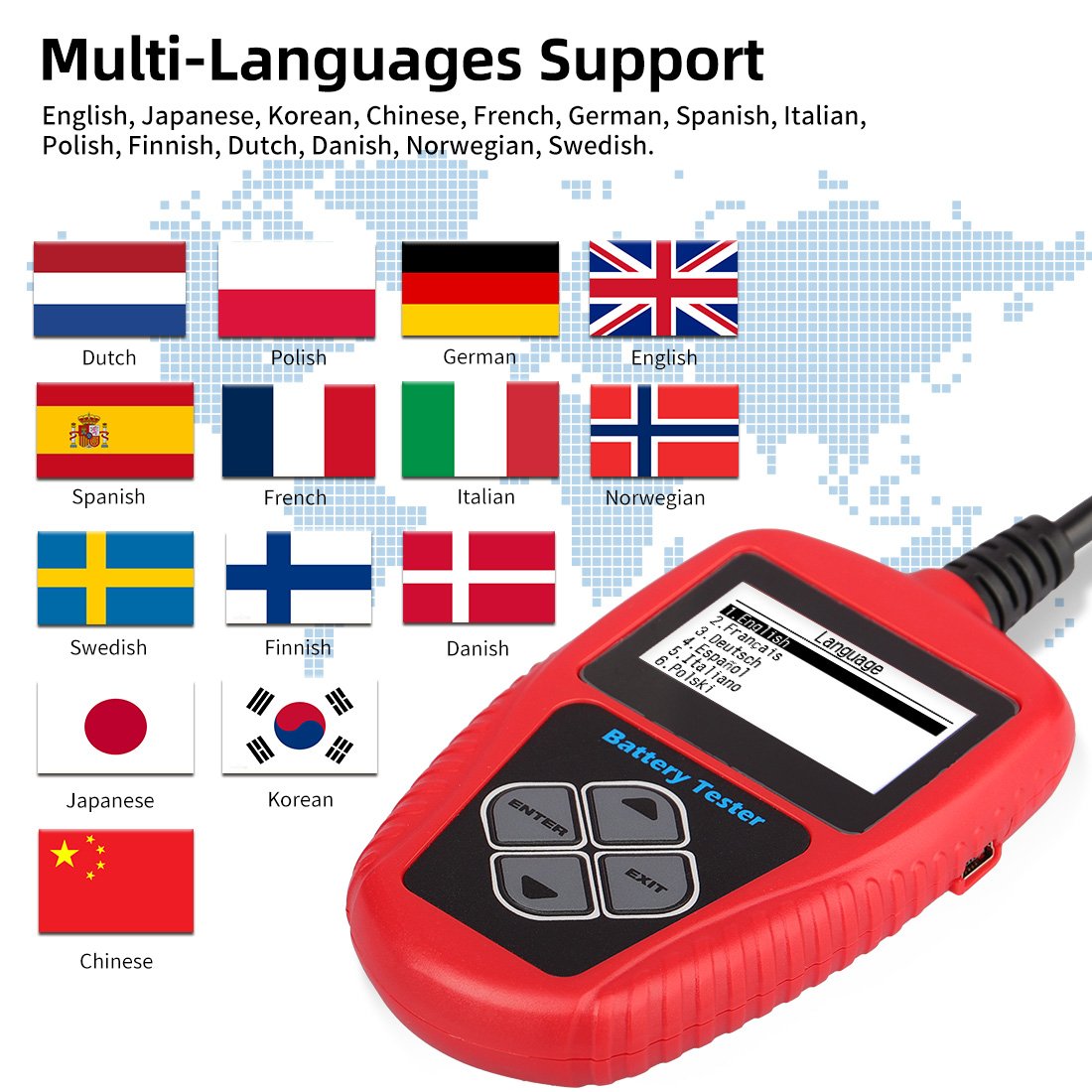 Car battery tester 12V battery CCA test, one-key test automatic temperature compensation, high precision