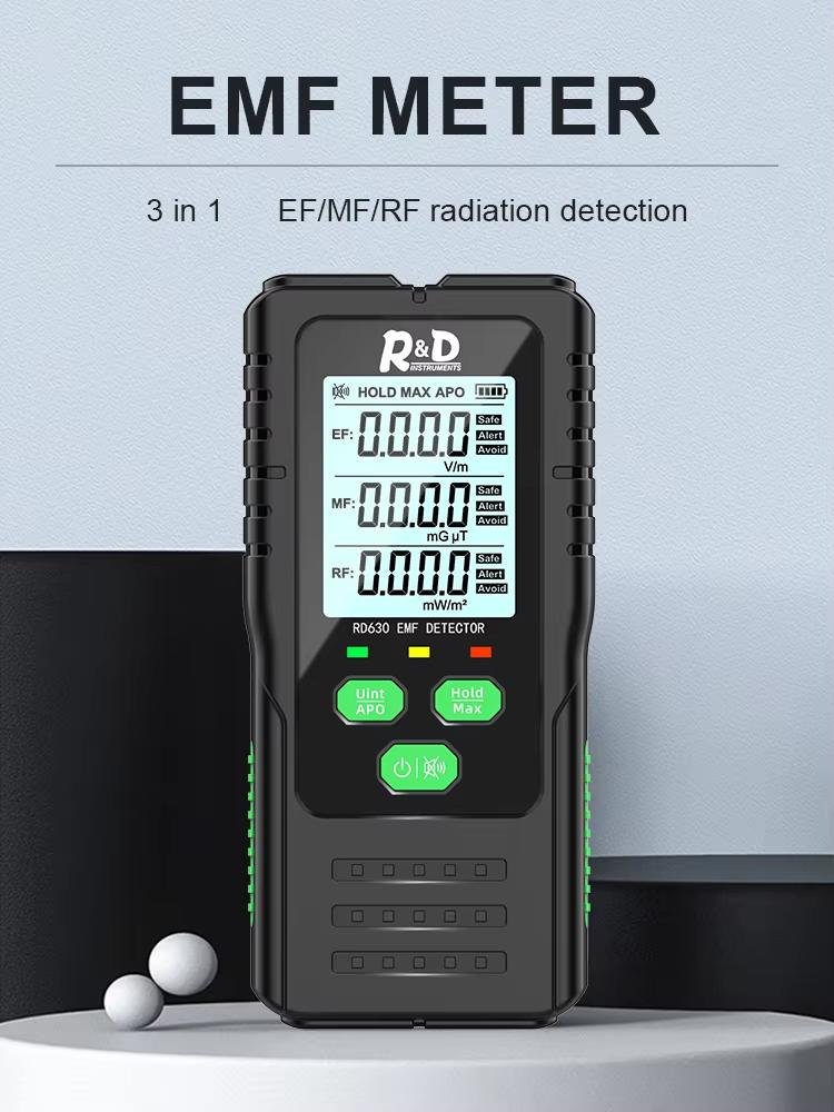 Color Screen EMF Meter Nuclear Radiation Tester Rechargeable RD630 3 in 1 Digital Handheld Geiger Muller Counter
