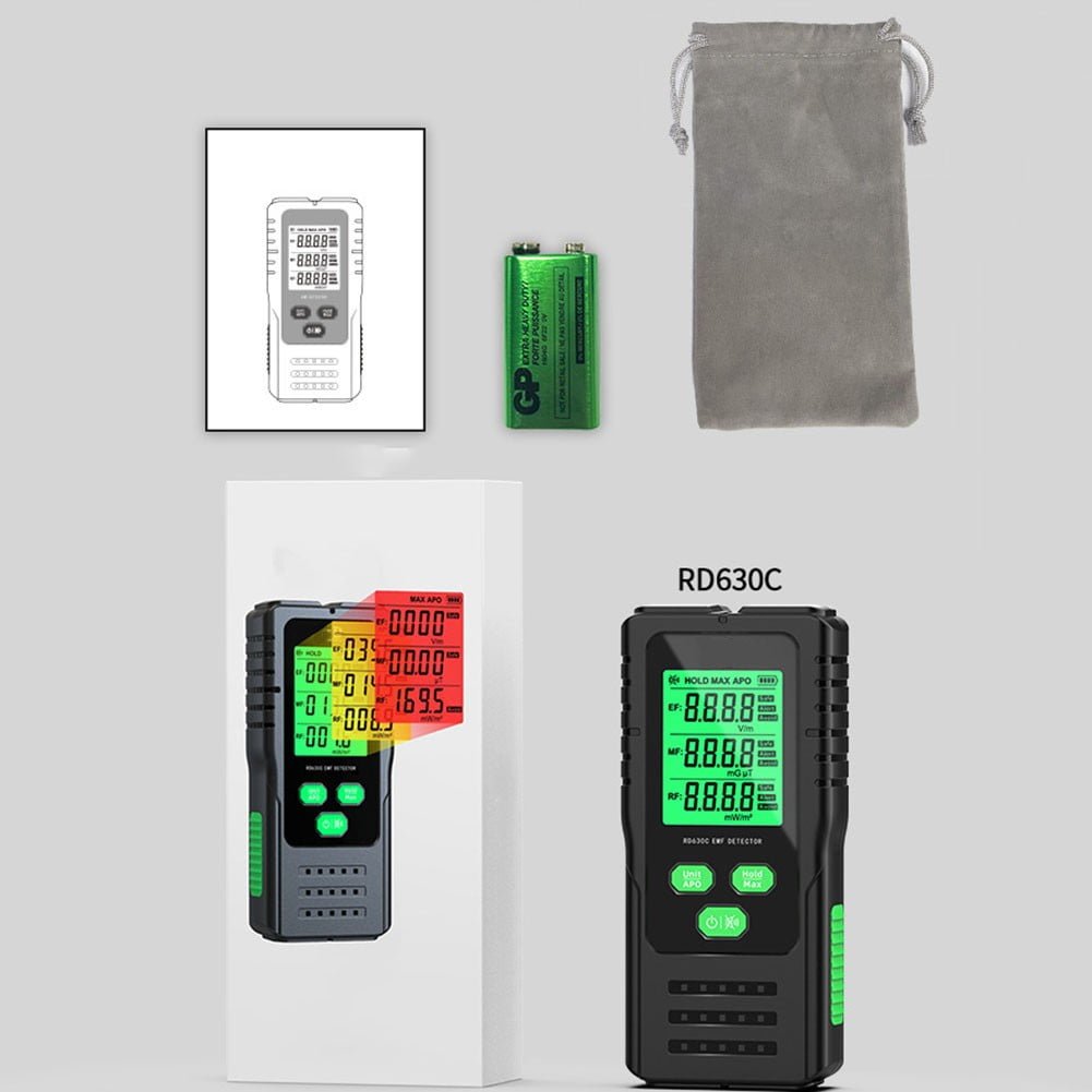 Color Screen EMF Meter Nuclear Radiation Tester Rechargeable RD630 3 in 1 Digital Handheld Geiger Muller Counter