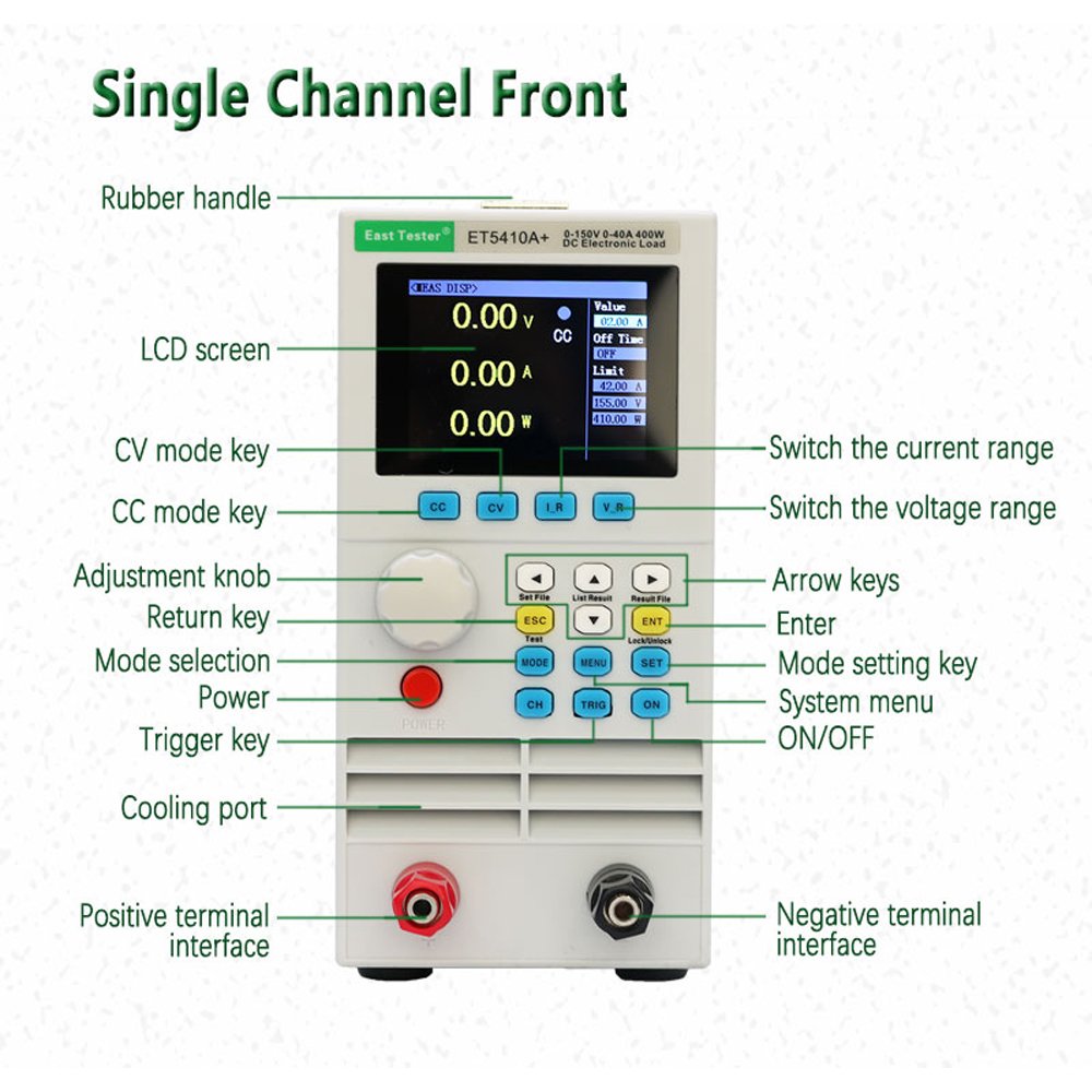 ET54A+ Series Programmable DC electronic load Tester Desktop Power Supply Battery Tester 400W 40A 150V 15A 150V ET5410A+