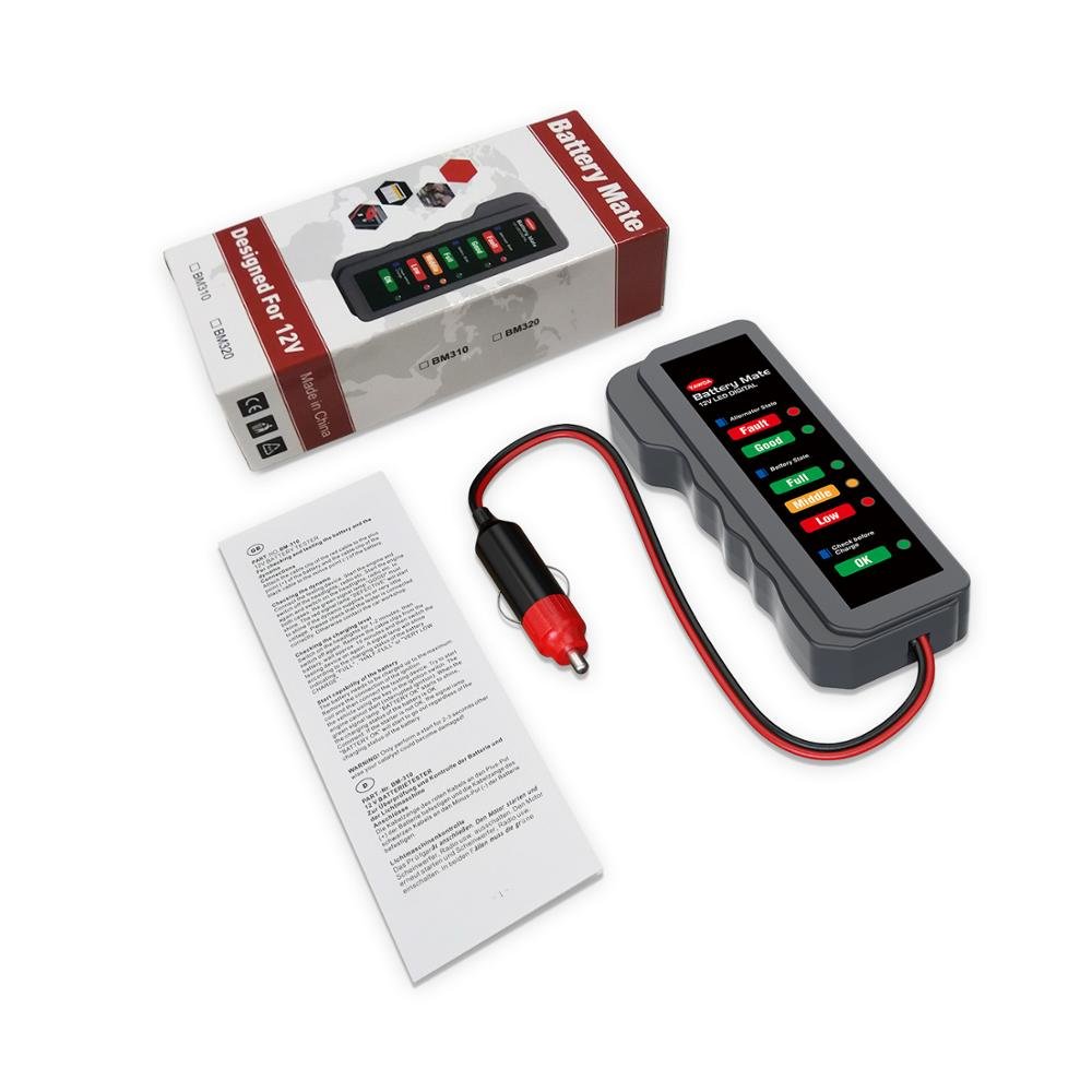 BM320 Auto Battery Tester 12V Digital Test 6 LED Display Analyzer Alternator State Check Automotive Scanner Car Diagnostic Tool