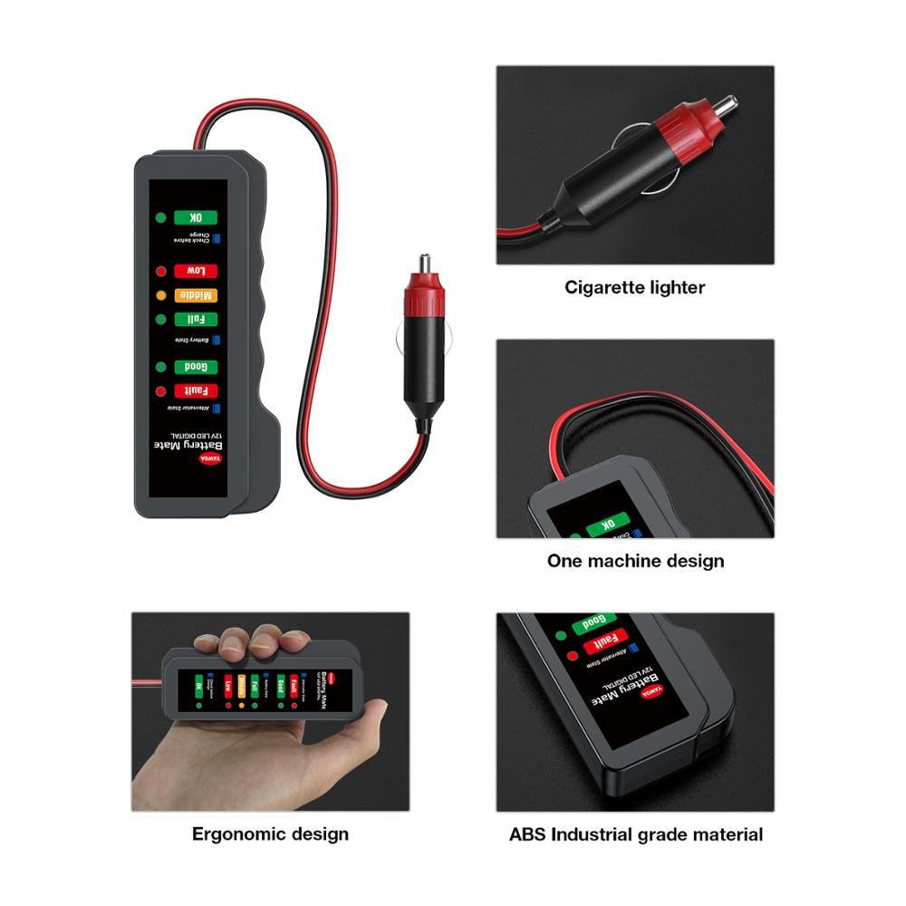 BM320 Auto Battery Tester 12V Digital Test 6 LED Display Analyzer Alternator State Check Automotive Scanner Car Diagnostic Tool