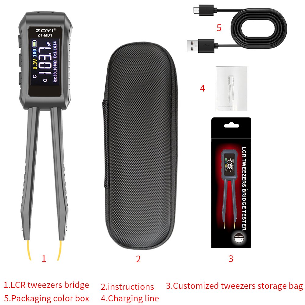 Mini LCR meter resistance capacitance inductance tweezer type digital lcr tester ZOYI ZT-MD1