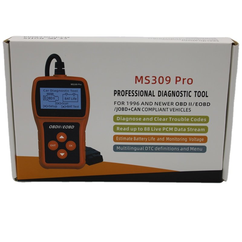 MS309 Pro Car Fault Detector Battery Tester OBD2 EOBD Scanner Code Reader Auto Engine Diagnostic Scan Tools with Multi-languages