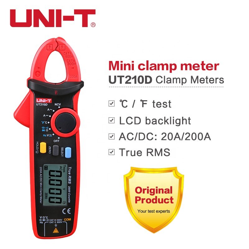 UNI-T UT210D Digital Clamp Meter True RMS Voltage Resistance Capacitance Multimeter Temperature Measure Auto Range Electrical