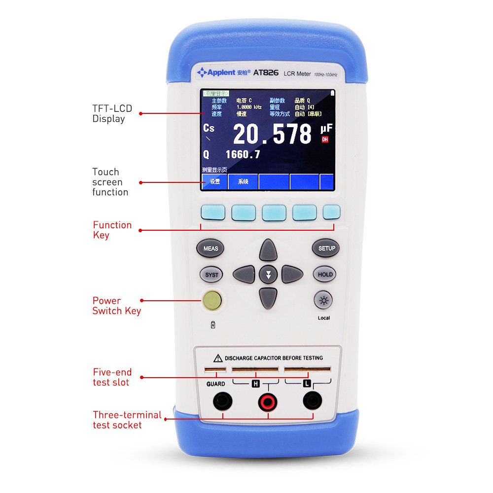 Applent AT826 Precision Handheld LCR Meter ESR Tester